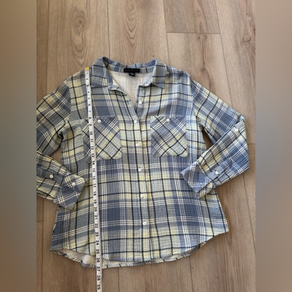 Sanctuary Blue and Gray Plaid Tomboy Shirt 100% COTTON.👕 - Picture 2 of 9